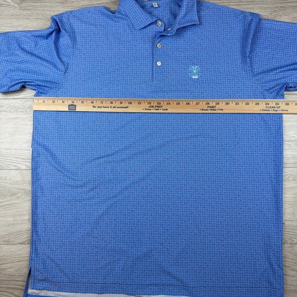 Peter Millar Summer Comfort Blue Geometric Pattern Golf Polo Shirt Mens XL - Picture 5 of 8